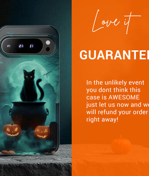Black Cat Halloween Google Pixel Phone Case - Creepy Black Cat Case -  Pixel 9 Pro XL, Pixel 8 Case Pixel 7 6 5 4 3