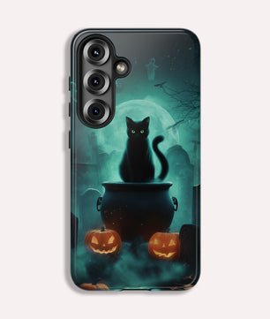 Black Cat Halloween Samsung Galaxy Phone Case - Creepy Black Cat Case -  Galaxy S25 S24 S23 S22 S21
