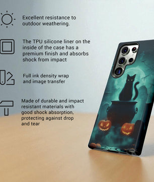 Black Cat Halloween Samsung Galaxy Phone Case - Creepy Black Cat Case -  Galaxy S25 S24 S23 S22 S21