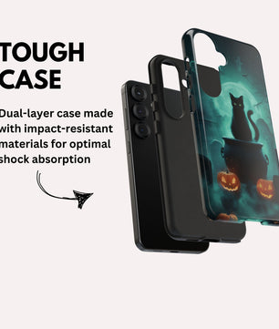 Black Cat Halloween Samsung Galaxy Phone Case - Creepy Black Cat Case -  Galaxy S25 S24 S23 S22 S21