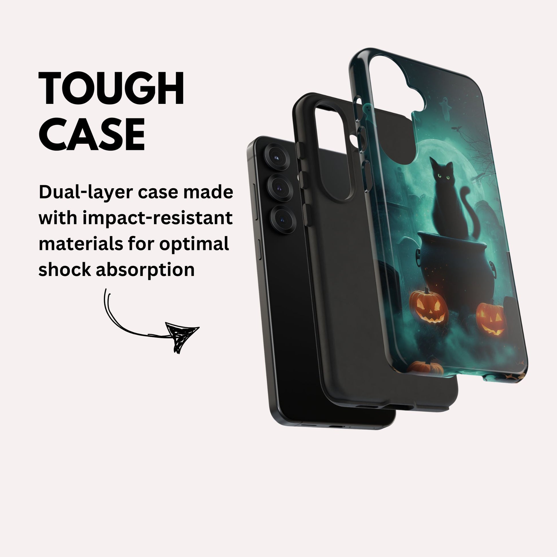 Black Cat Halloween Samsung Galaxy Phone Case - Creepy Black Cat Case -  Galaxy S25 S24 S23 S22 S21