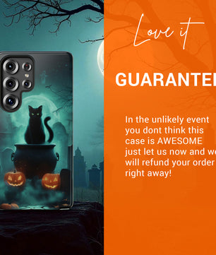 Black Cat Halloween Samsung Galaxy Phone Case - Creepy Black Cat Case -  Galaxy S25 S24 S23 S22 S21