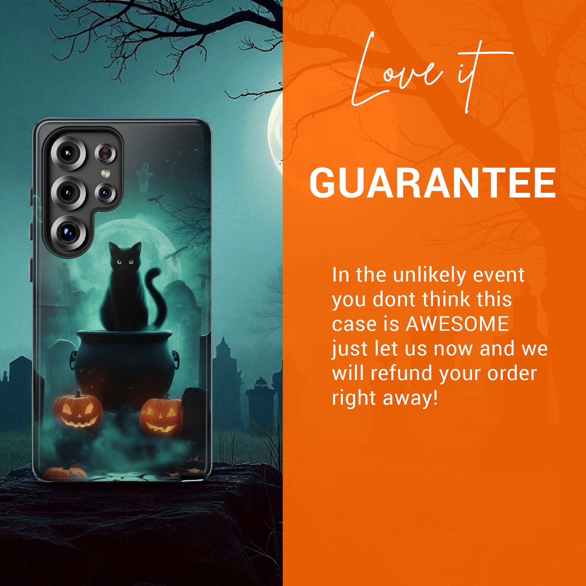 Black Cat Halloween Samsung Galaxy Phone Case - Creepy Black Cat Case -  Galaxy S25 S24 S23 S22 S21