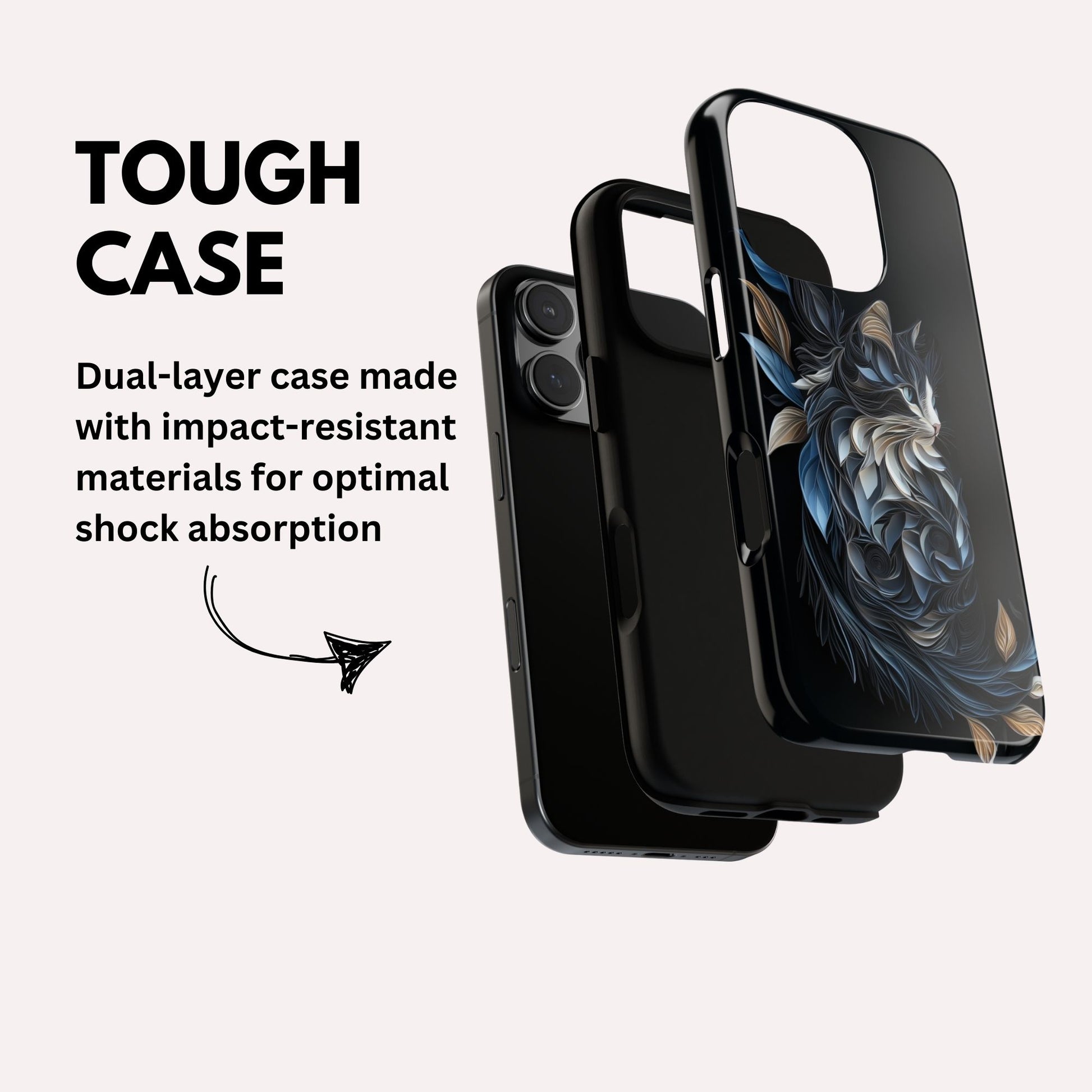 iPhone Case -  Black Cat Papper Quilling Style Tough Case for iPhone 16 15 14 13 12 11 10 9 8