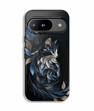 Google Pixel Case -  Black Cat Papper Quilling Style Tough Case