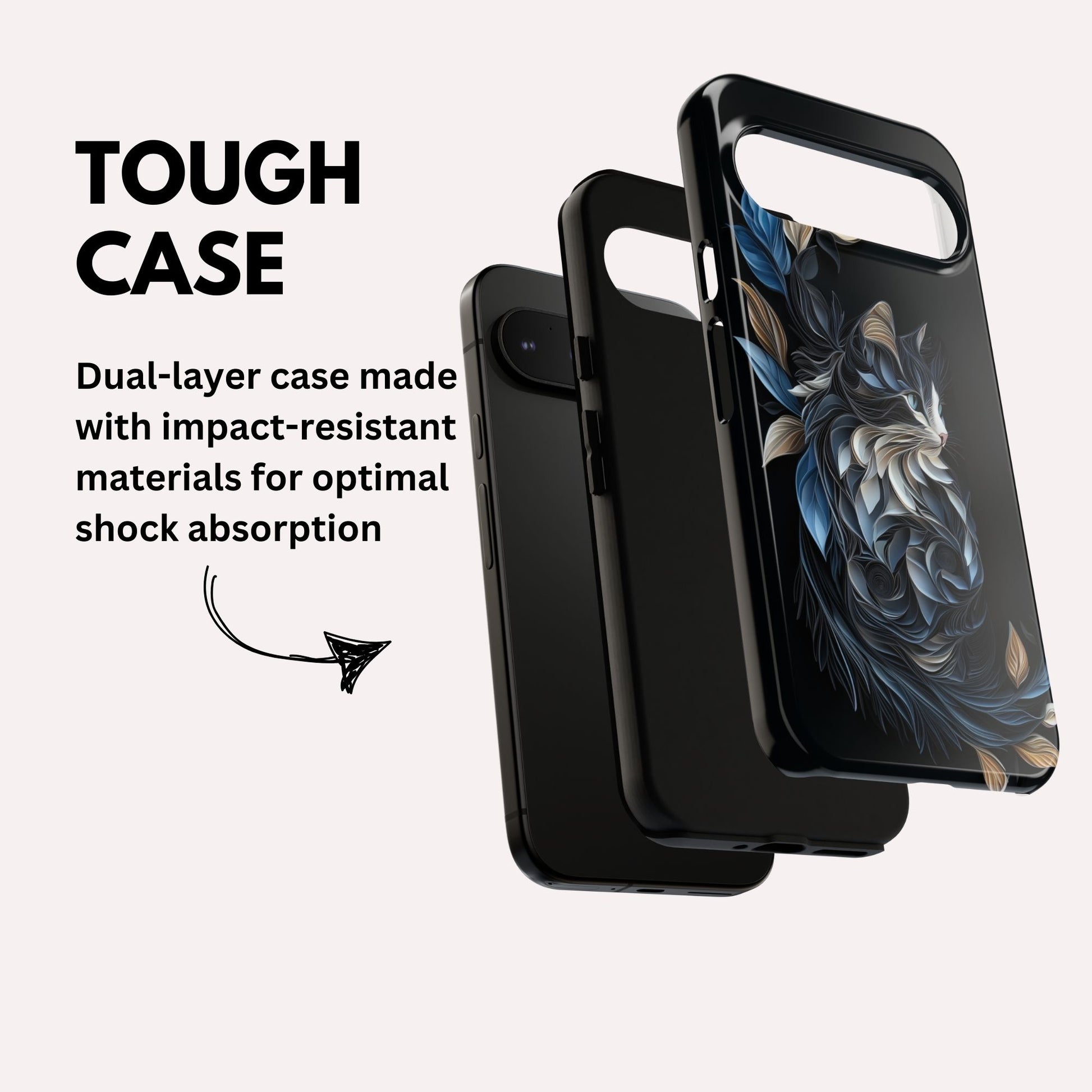 Google Pixel Case -  Black Cat Papper Quilling Style Tough Case