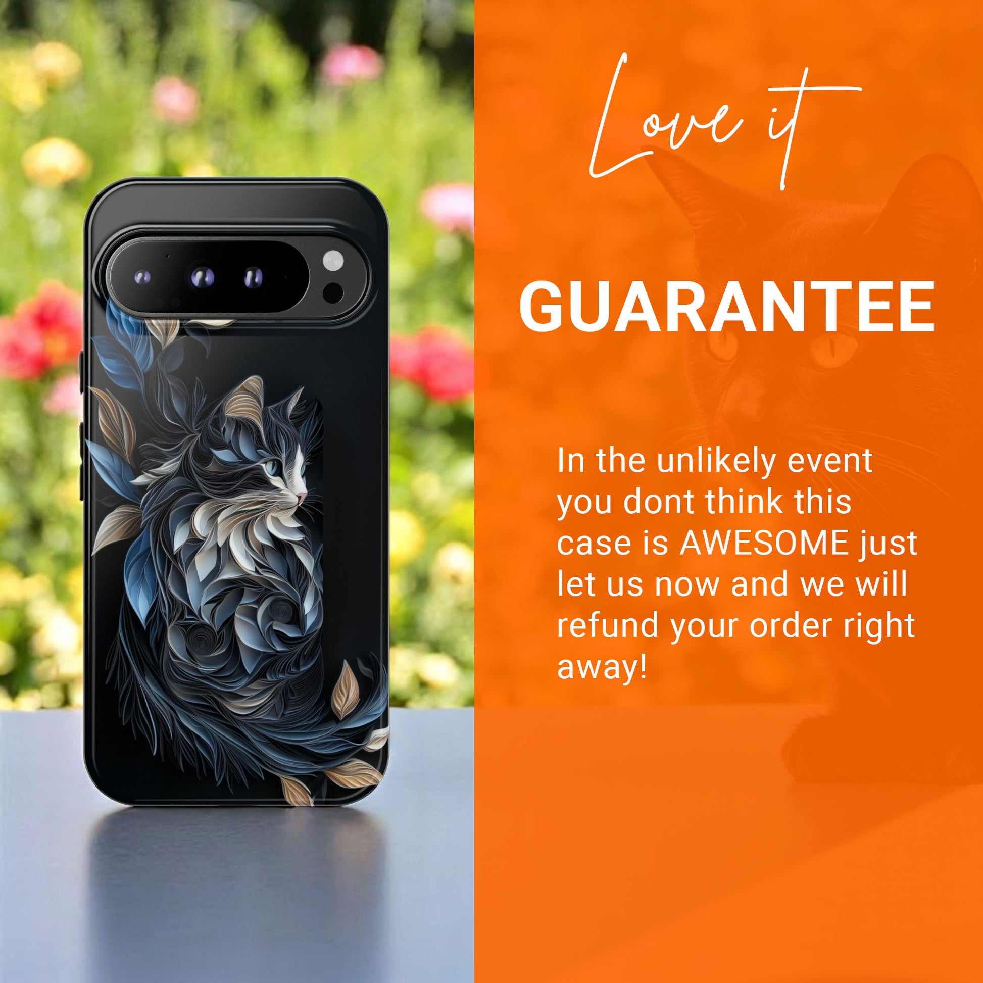 Google Pixel Case -  Black Cat Papper Quilling Style Tough Case