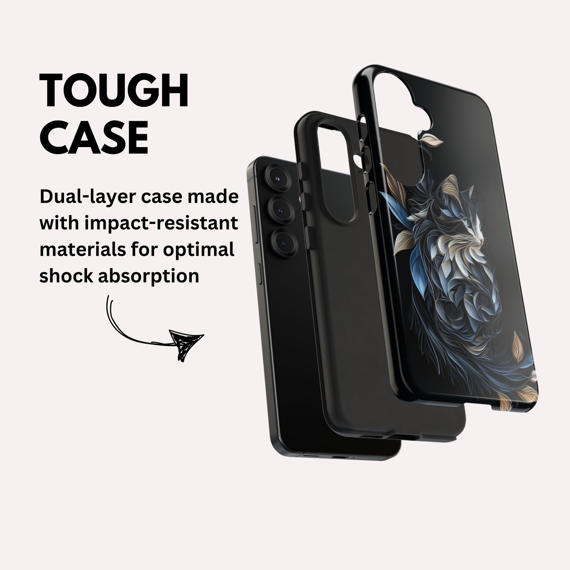 Samsung Case -  Black Cat Papper Quilling Style Tough Case for Samsung Galaxy S25 S24 S23 S22 S21