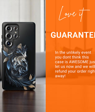 Samsung Case -  Black Cat Papper Quilling Style Tough Case for Samsung Galaxy S25 S24 S23 S22 S21