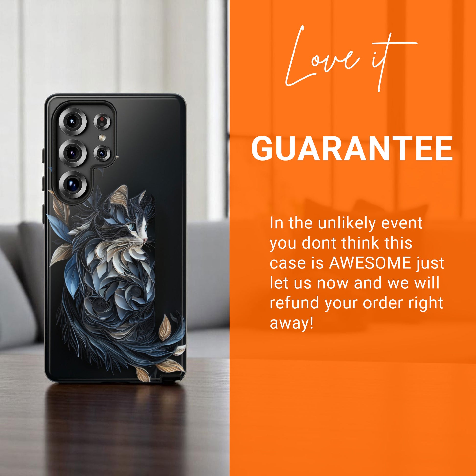 Samsung Case -  Black Cat Papper Quilling Style Tough Case for Samsung Galaxy S25 S24 S23 S22 S21