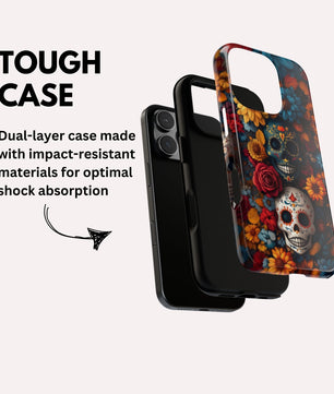 Day of The Dead Phone Flower Phone Case, Sugar Skull - Tough Case for iPhone
