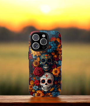 Day of The Dead Phone Flower Phone Case, Sugar Skull - Tough Case for iPhone