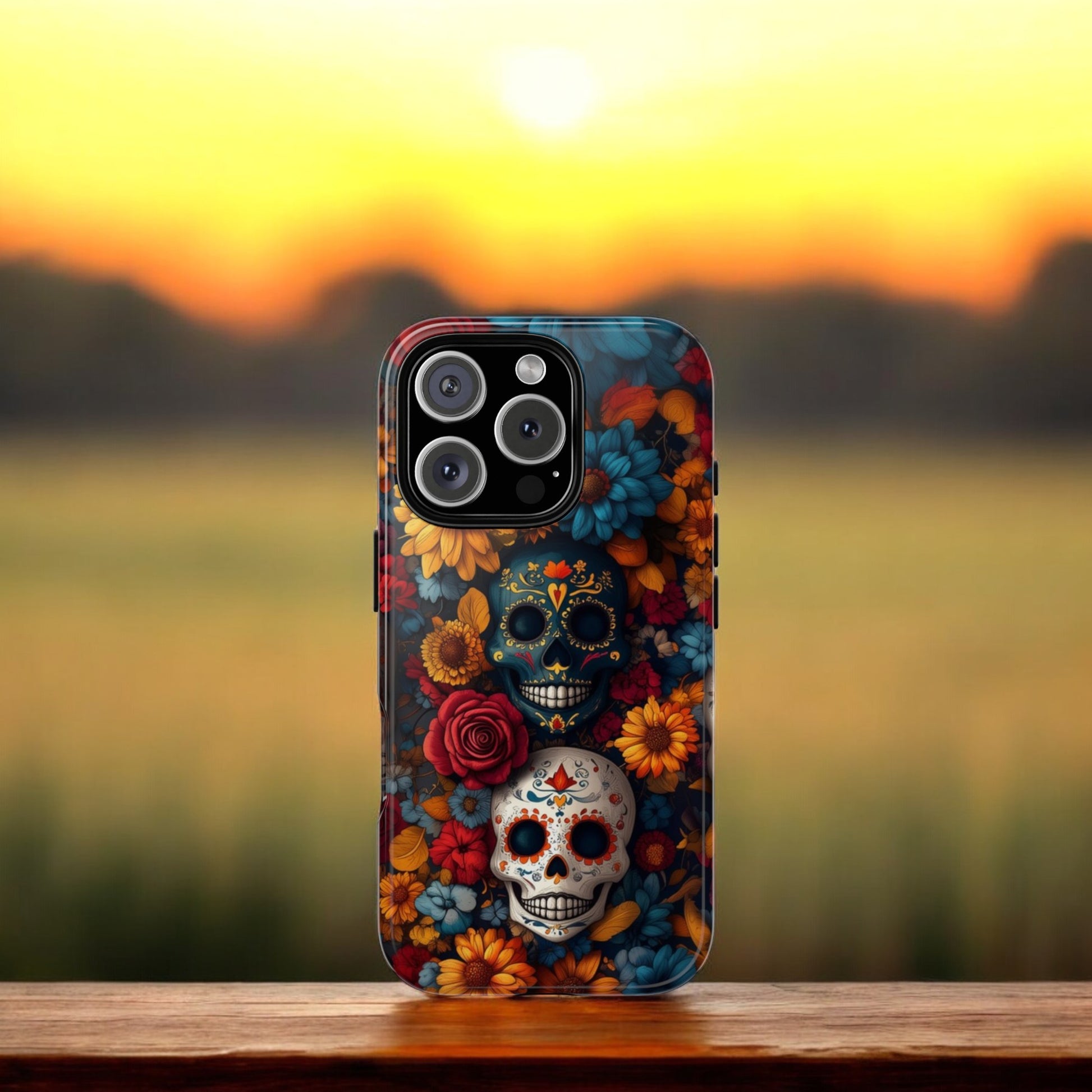 Day of The Dead Phone Flower Phone Case, Sugar Skull - Tough Case for iPhone