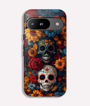 Day of The Dead Phone Flower Phone Case, Sugar Skull - Tough Case For Google Pixel