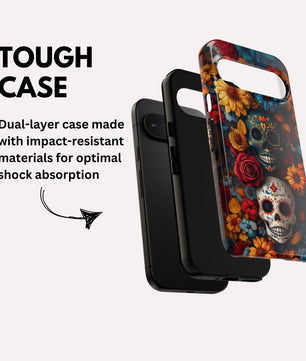 Day of The Dead Phone Flower Phone Case, Sugar Skull - Tough Case For Google Pixel