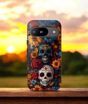 Day of The Dead Phone Flower Phone Case, Sugar Skull - Tough Case For Google Pixel