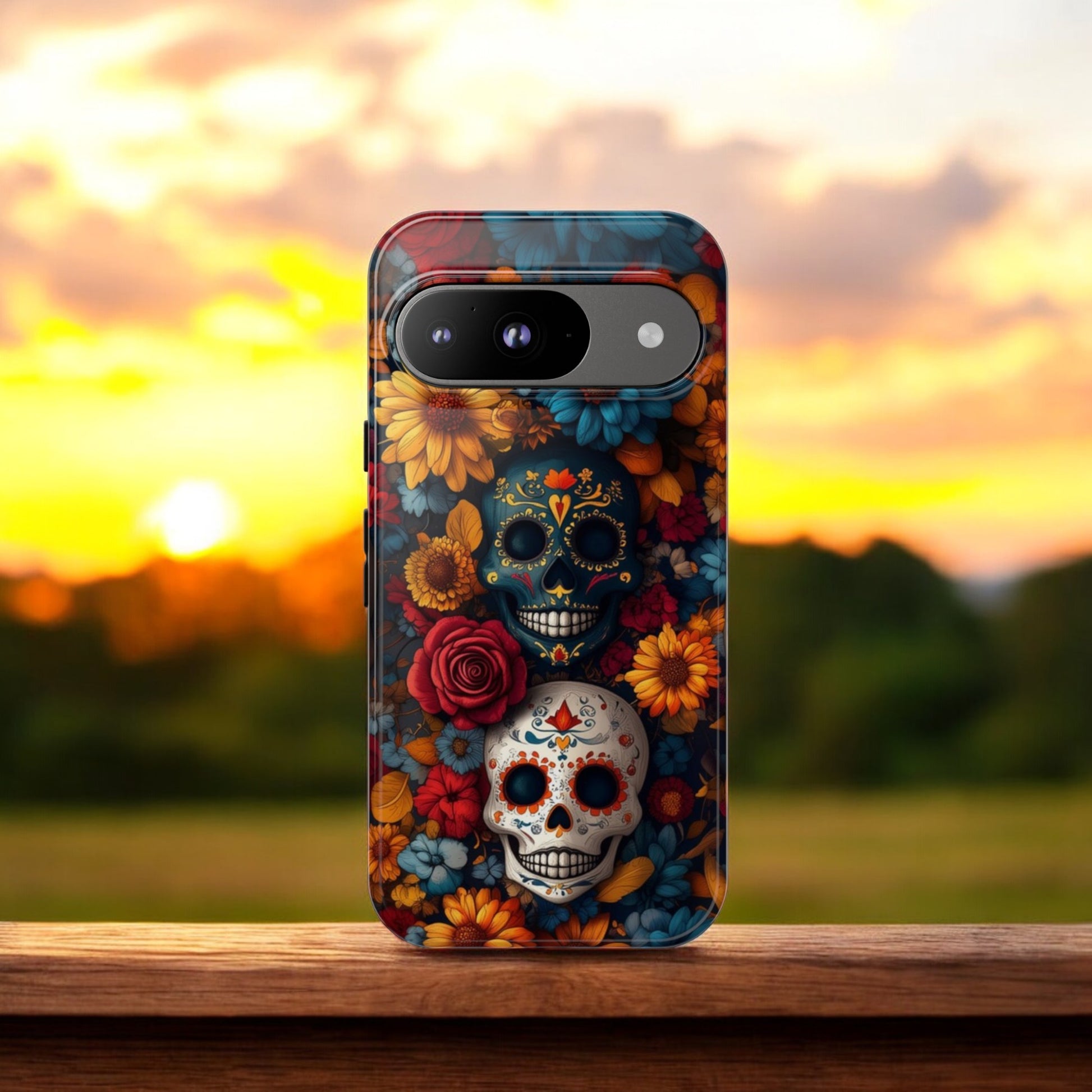 Day of The Dead Phone Flower Phone Case, Sugar Skull - Tough Case For Google Pixel