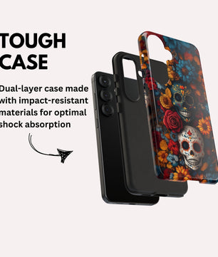 Day of The Dead Phone Flower Phone Case, Sugar Skull - Tough Case for Samsung Galaxy