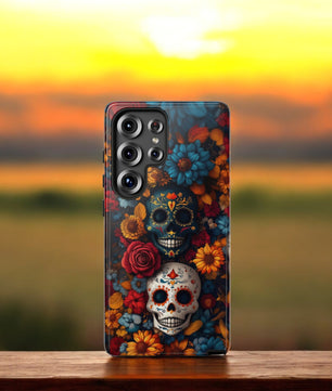 Day of The Dead Phone Flower Phone Case, Sugar Skull - Tough Case for Samsung Galaxy