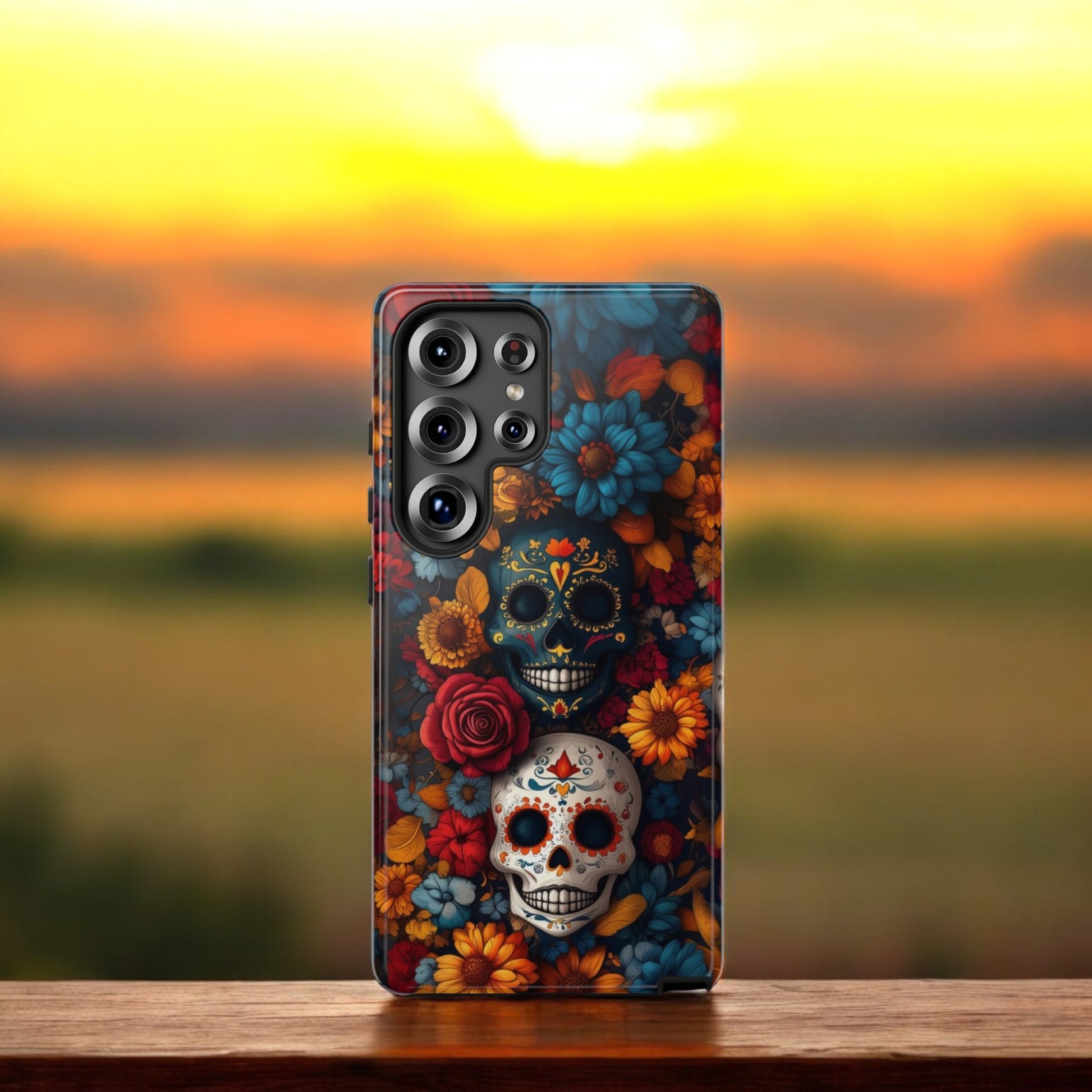 Day of The Dead Phone Flower Phone Case, Sugar Skull - Tough Case for Samsung Galaxy
