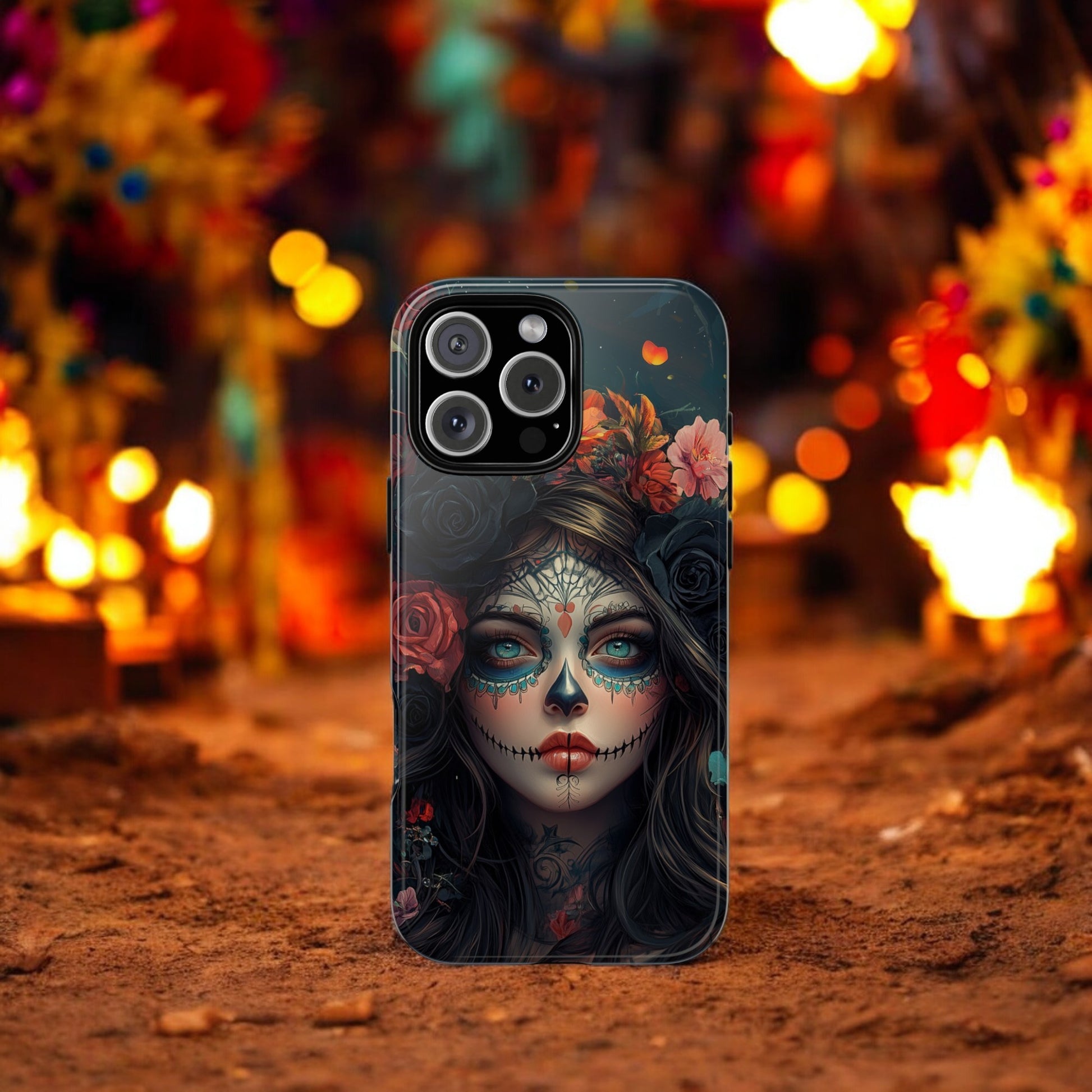 Day of The Dead Phone Case, Sugar Skull, Dia de los Muertos - Tough Case for iPhone