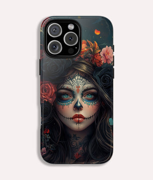 Day of The Dead Phone Case, Sugar Skull, Dia de los Muertos - Tough Case for iPhone