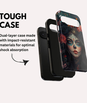 Day of The Dead Phone Case, Sugar Skull, Dia de los Muertos - Tough Case for Google Pixel