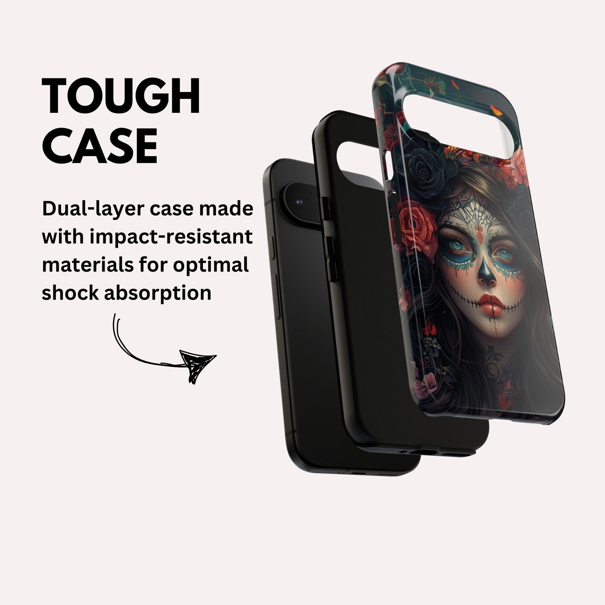 Day of The Dead Phone Case, Sugar Skull, Dia de los Muertos - Tough Case for Google Pixel