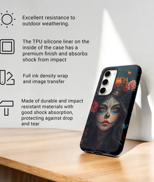 Day of The Dead Phone Case, Sugar Skull, Dia de los Muertos - Tough Case for Samsung Galaxy