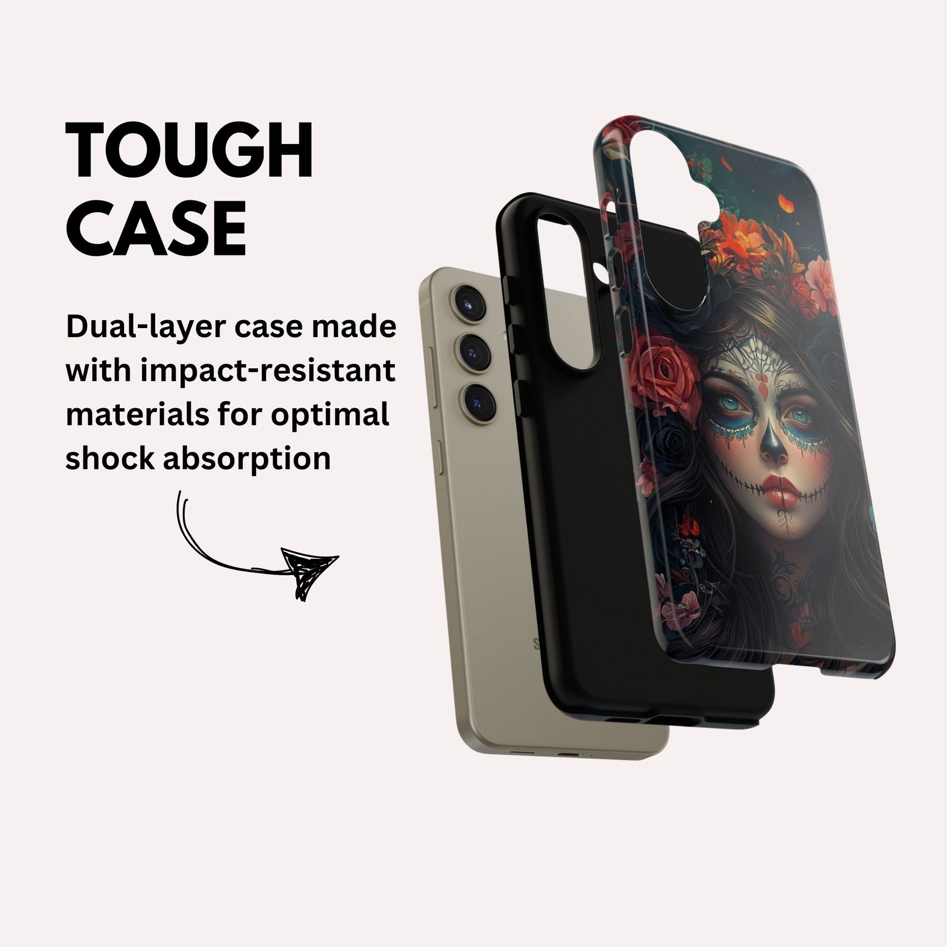 Day of The Dead Phone Case, Sugar Skull, Dia de los Muertos - Tough Case for Samsung Galaxy