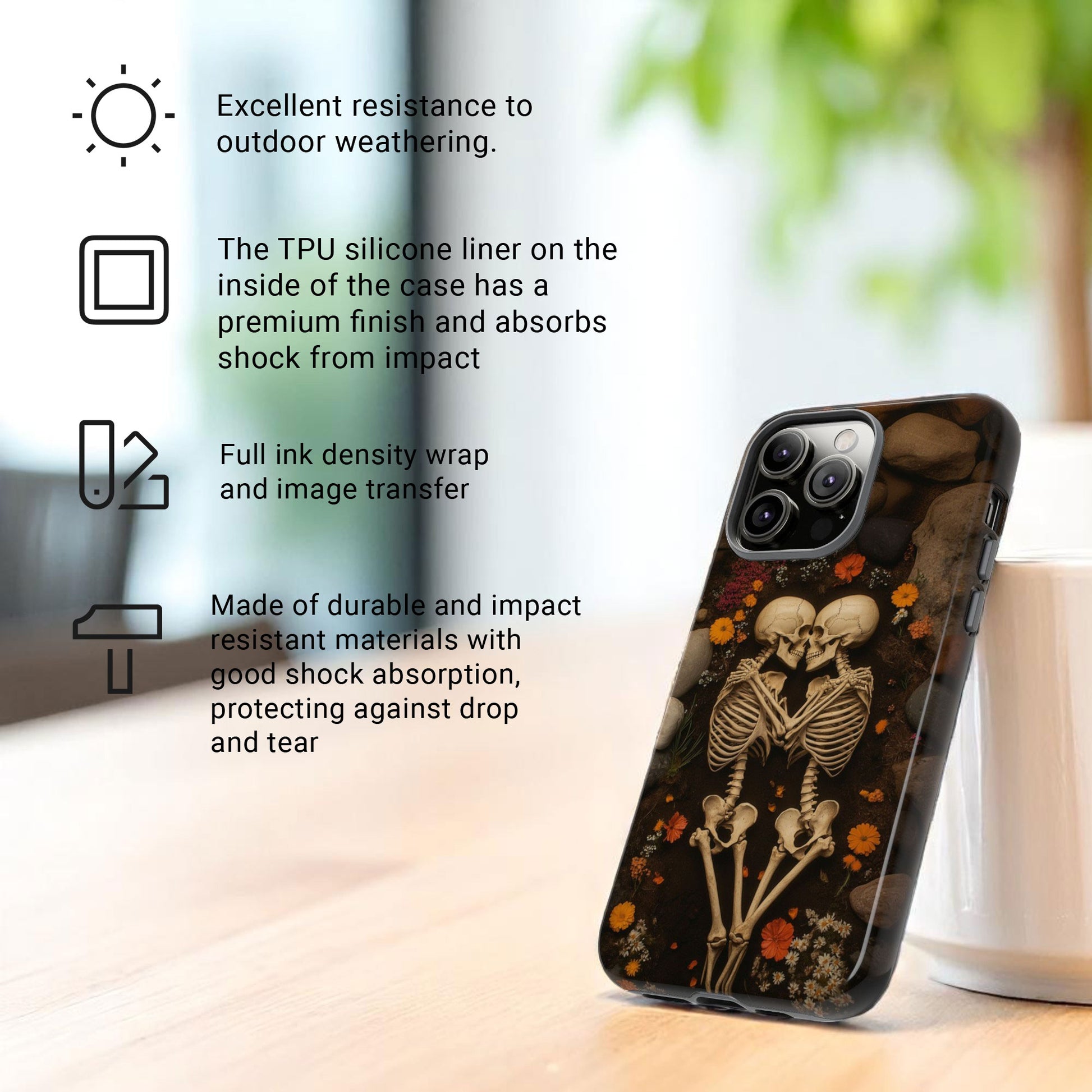 Romantic Gothic Phone Case Skeleton Themed Case - Forever Love - for iPhone