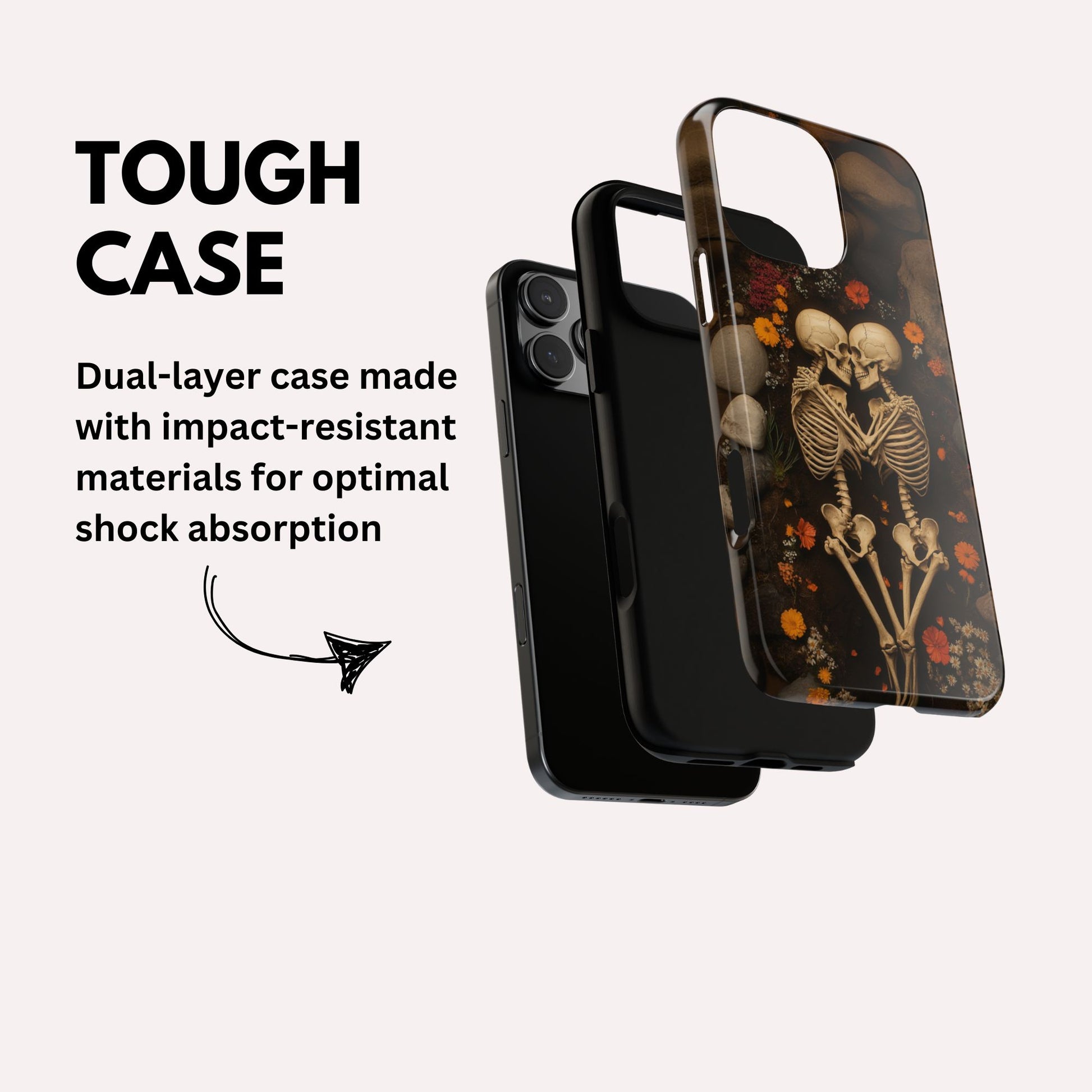 Romantic Gothic Phone Case Skeleton Themed Case - Forever Love - for iPhone