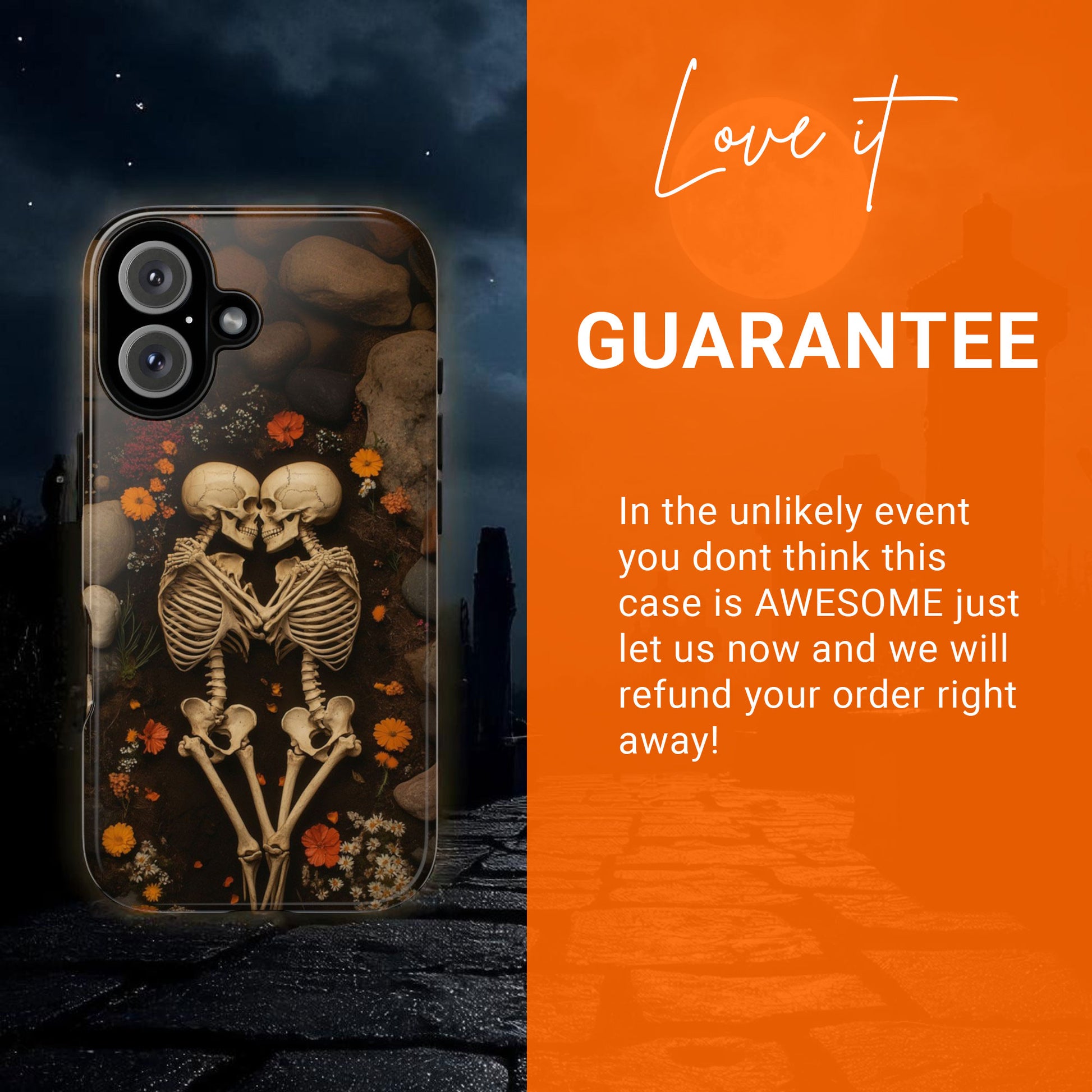 Romantic Gothic Phone Case Skeleton Themed Case - Forever Love - for iPhone