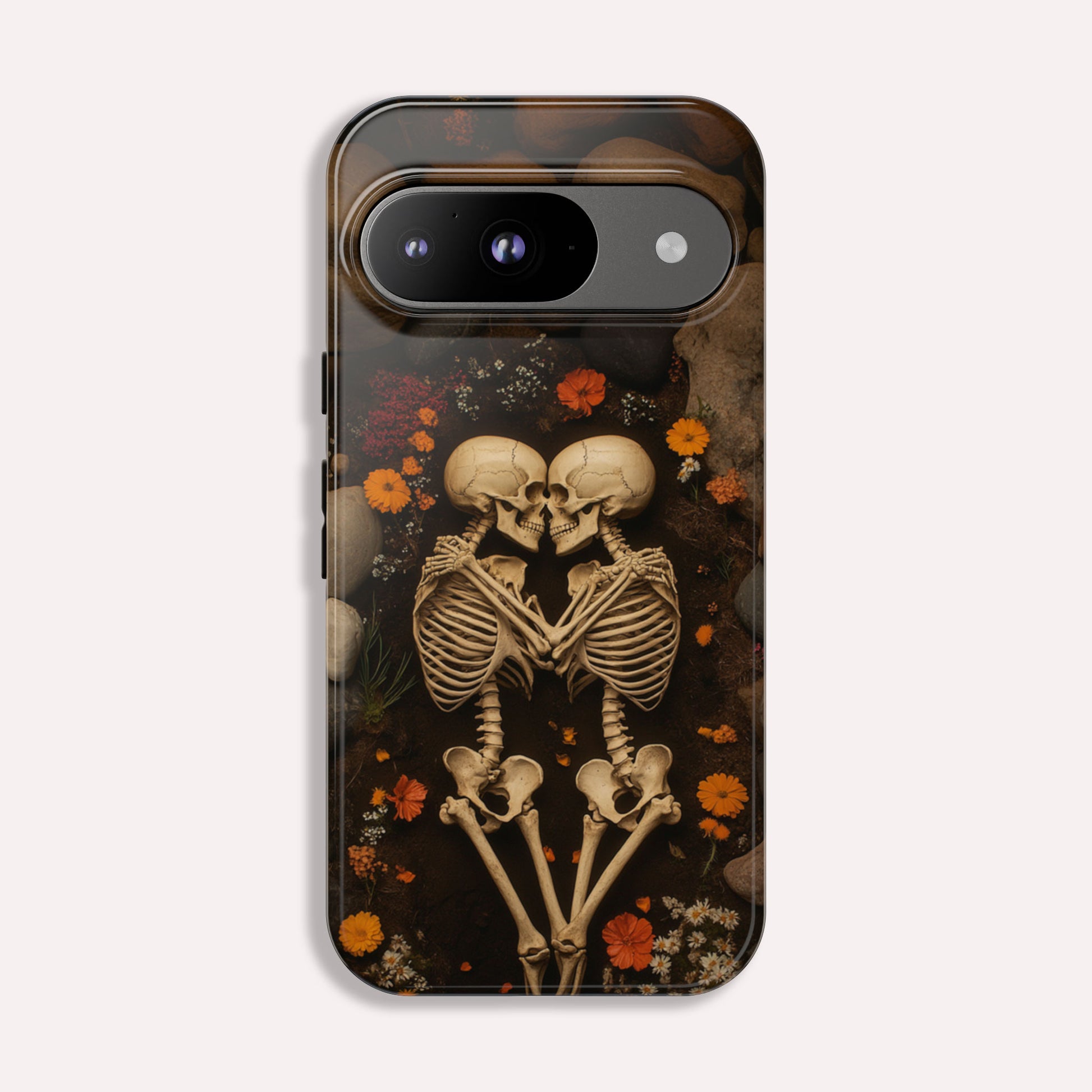 Romantic Gothic Phone Case Skeleton Themed Case - Forever Love Tough Case for Google Pixel