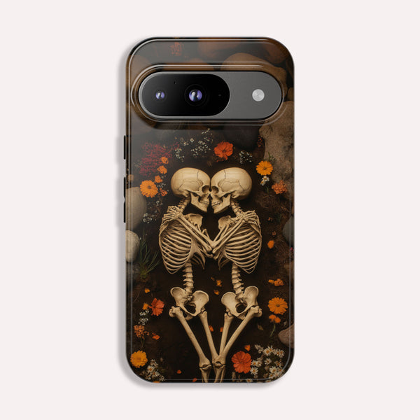 Romantic Gothic Phone Case Skeleton Themed Case - Forever Love Tough Case for Google Pixel
