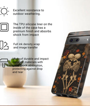 Romantic Gothic Phone Case Skeleton Themed Case - Forever Love Tough Case for Google Pixel