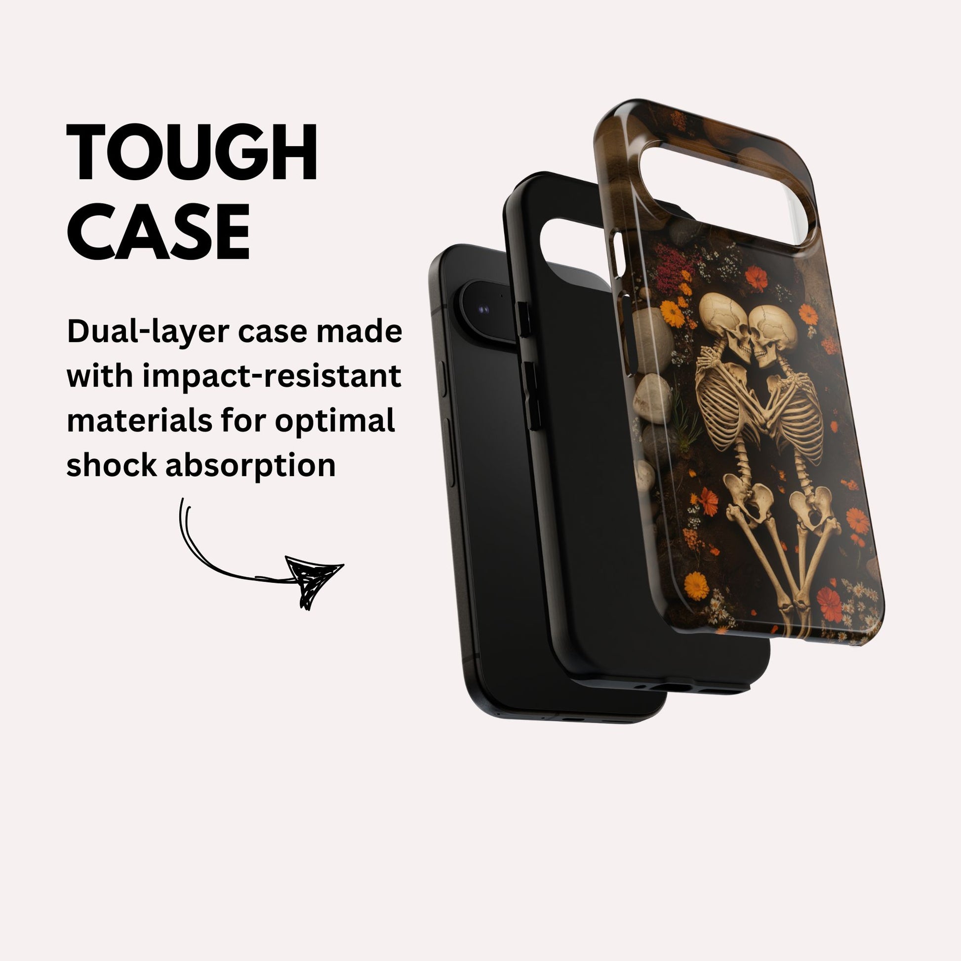 Romantic Gothic Phone Case Skeleton Themed Case - Forever Love Tough Case for Google Pixel
