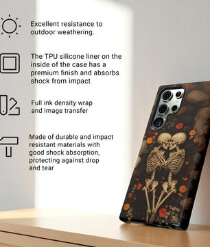 Romantic Gothic Phone Case Skeleton Themed Case - Forever Love Tough Case for Samsung Galaxy