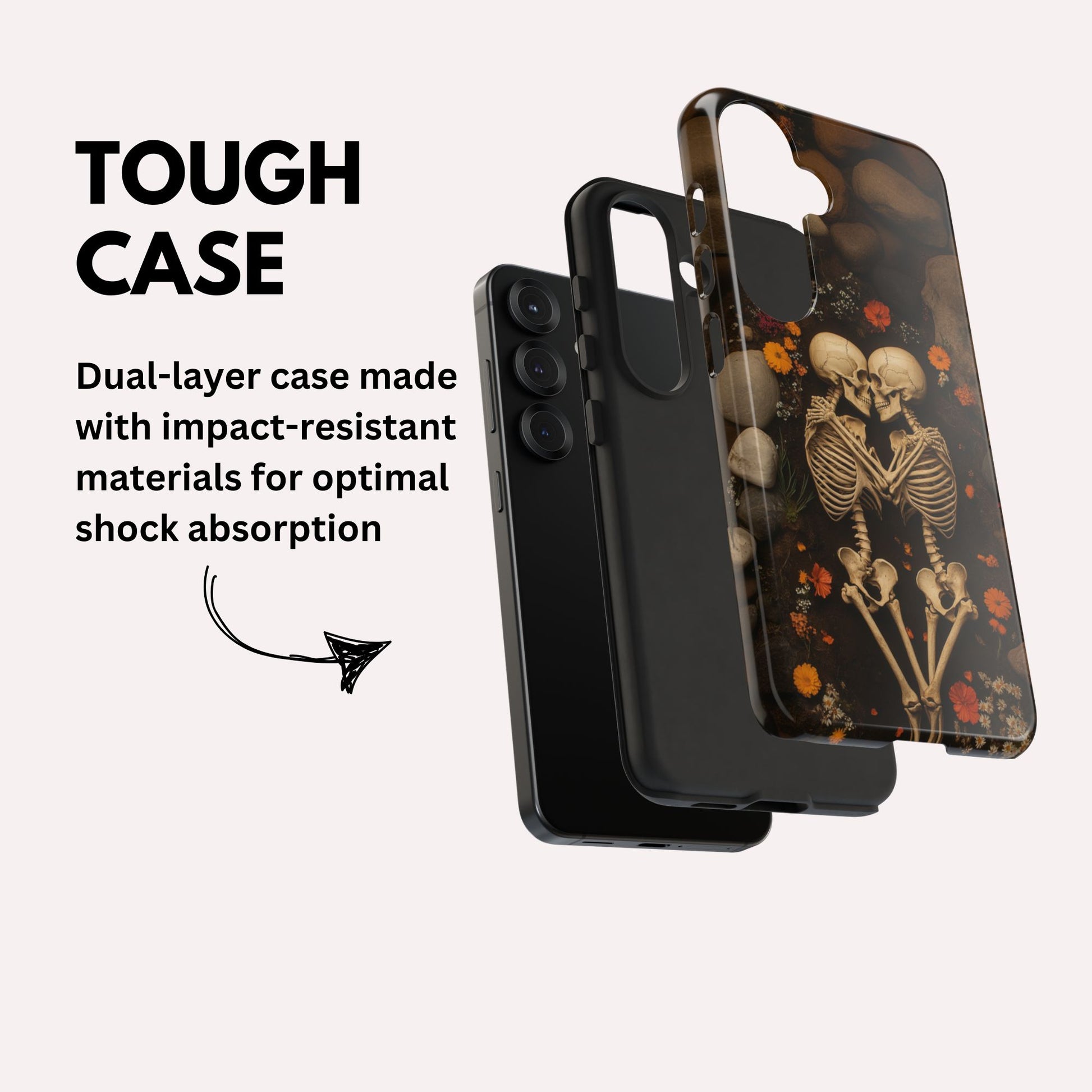Romantic Gothic Phone Case Skeleton Themed Case - Forever Love Tough Case for Samsung Galaxy