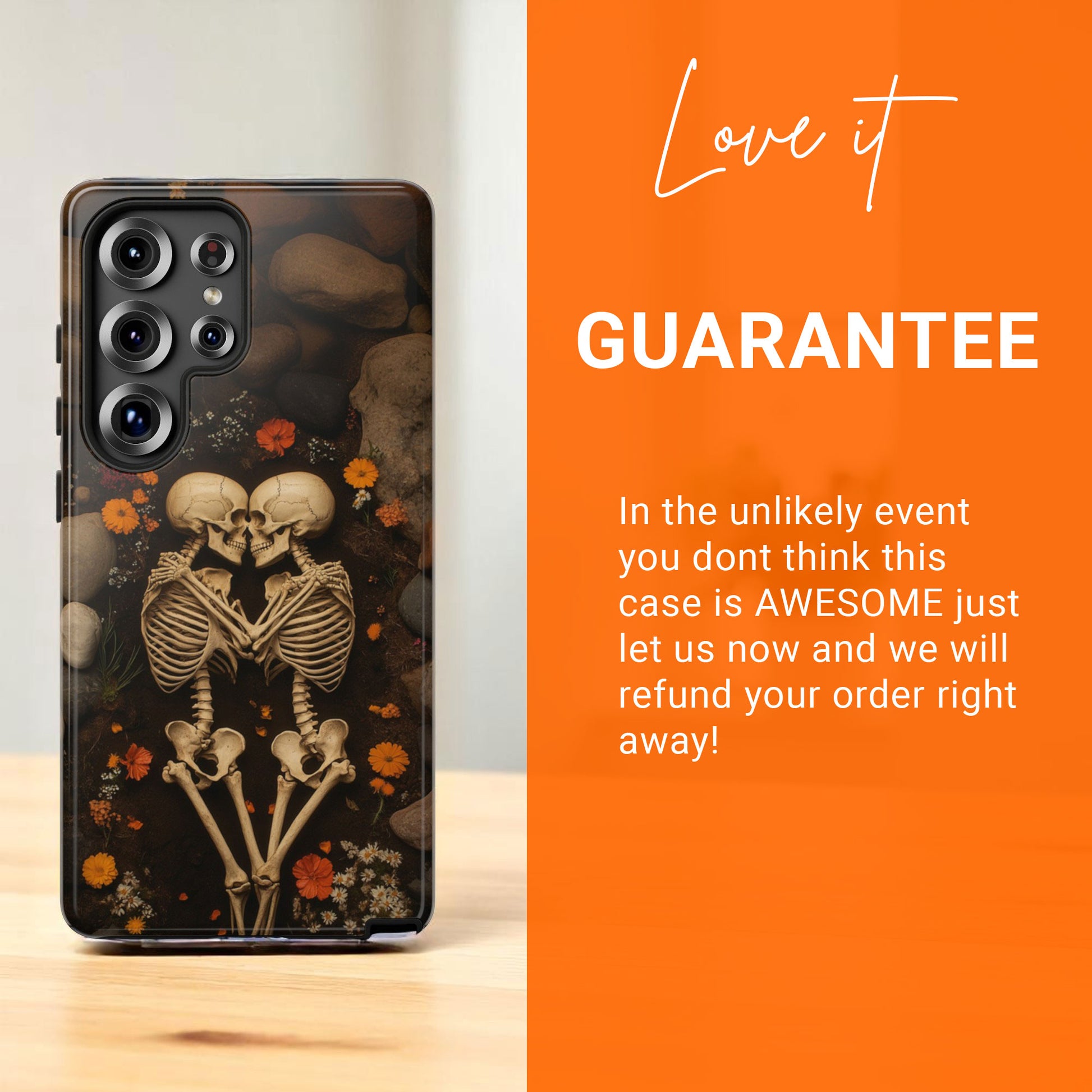 Romantic Gothic Phone Case Skeleton Themed Case - Forever Love Tough Case for Samsung Galaxy