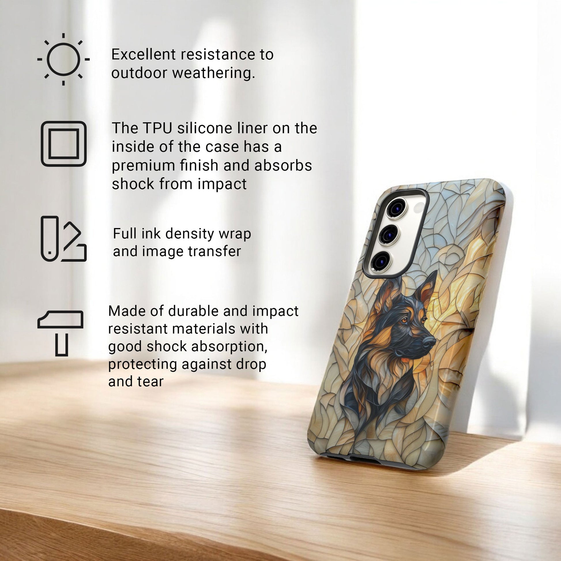 German Shepherd Stain Glass Effect Iphone Tough Case for Samsung Galaxy
