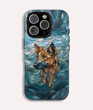 German Shepherd Stained Glass Phone Case -  German Shepherd Gifts - Tough Case for iPhone
