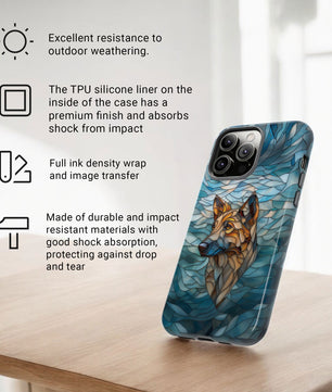 German Shepherd Stained Glass Phone Case -  German Shepherd Gifts - Tough Case for iPhone