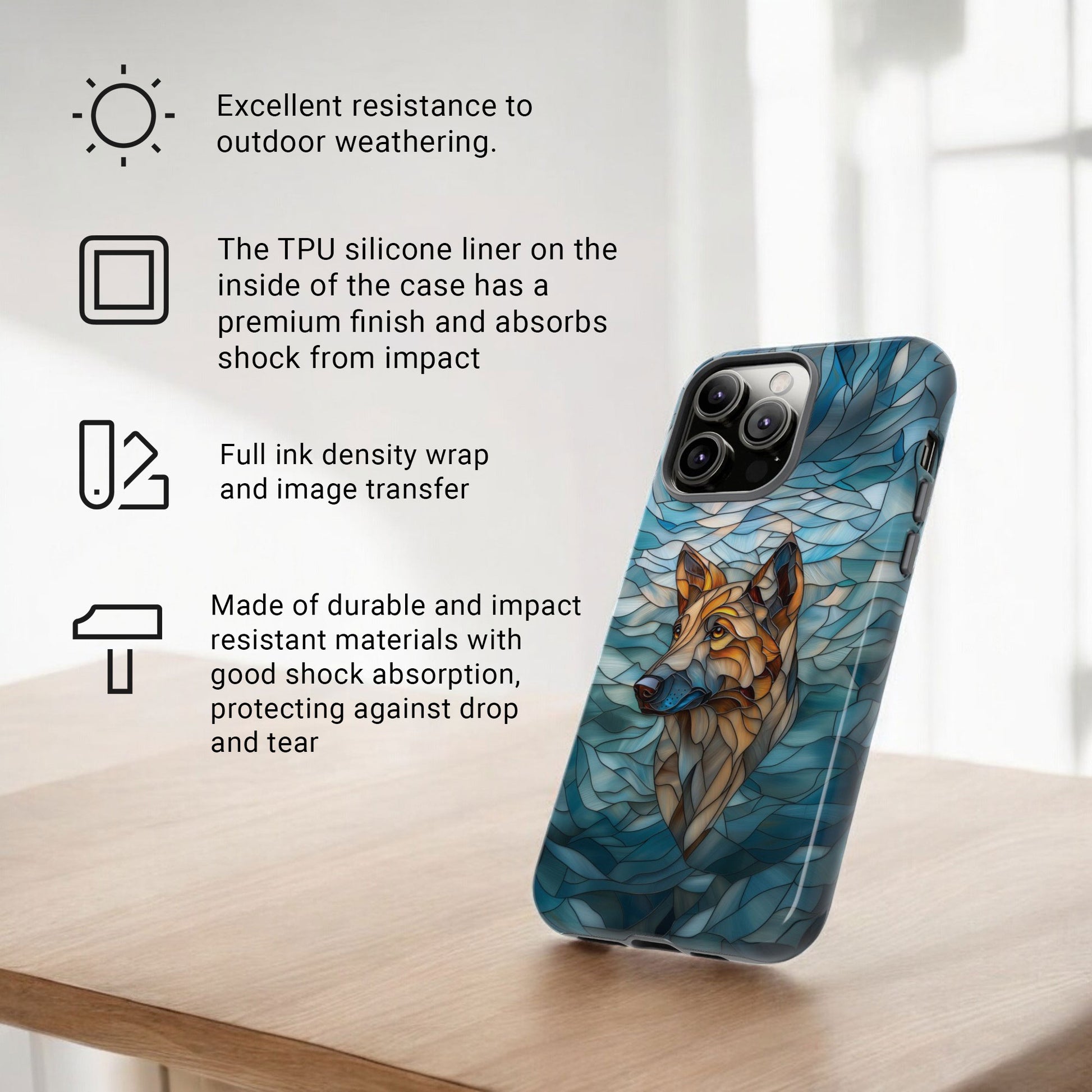 German Shepherd Stained Glass Phone Case -  German Shepherd Gifts - Tough Case for iPhone