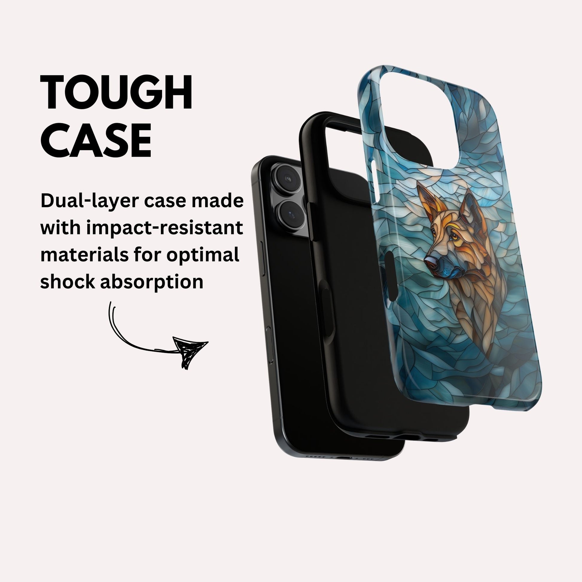German Shepherd Stained Glass Phone Case -  German Shepherd Gifts - Tough Case for iPhone