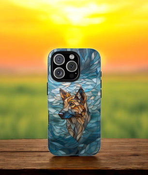 German Shepherd Stained Glass Phone Case -  German Shepherd Gifts - Tough Case for iPhone