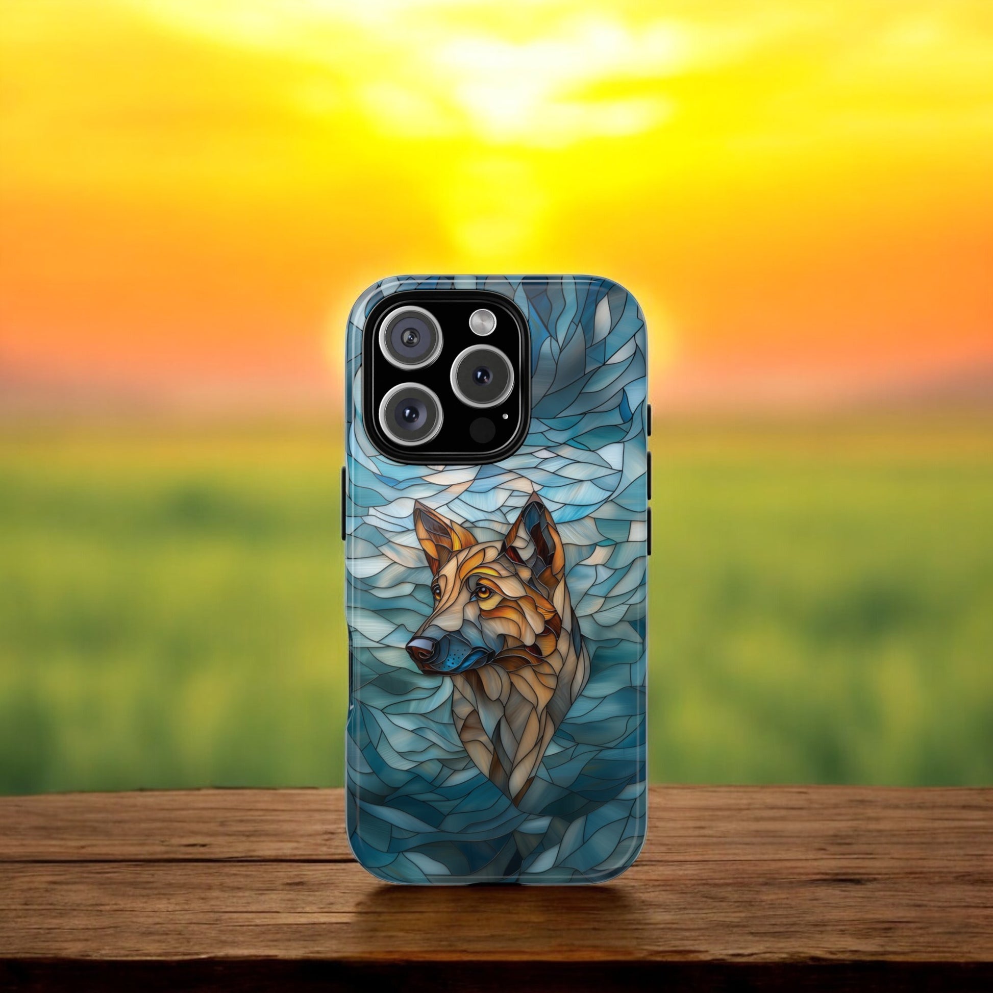 German Shepherd Stained Glass Phone Case -  German Shepherd Gifts - Tough Case for iPhone