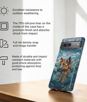 German Shepherd Stained Glass Phone Case -  German Shepherd Gifts - Tough Case For Google Pixel