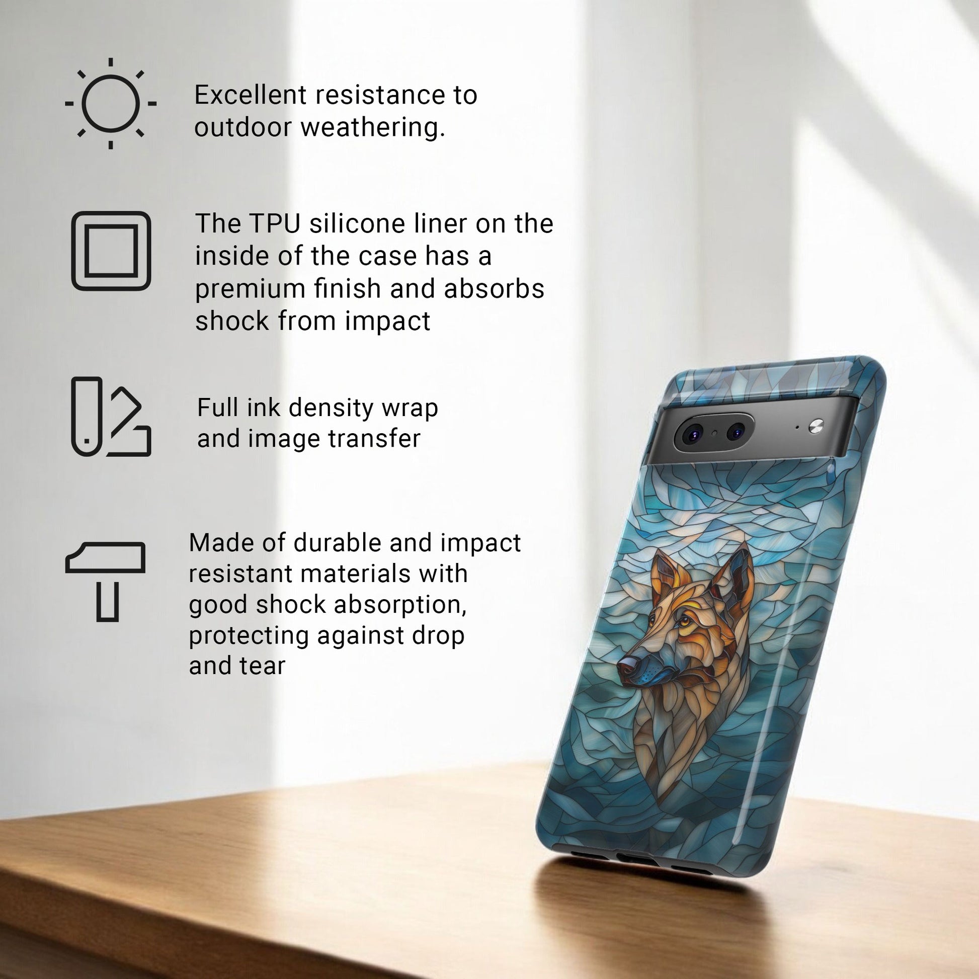 German Shepherd Stained Glass Phone Case -  German Shepherd Gifts - Tough Case For Google Pixel