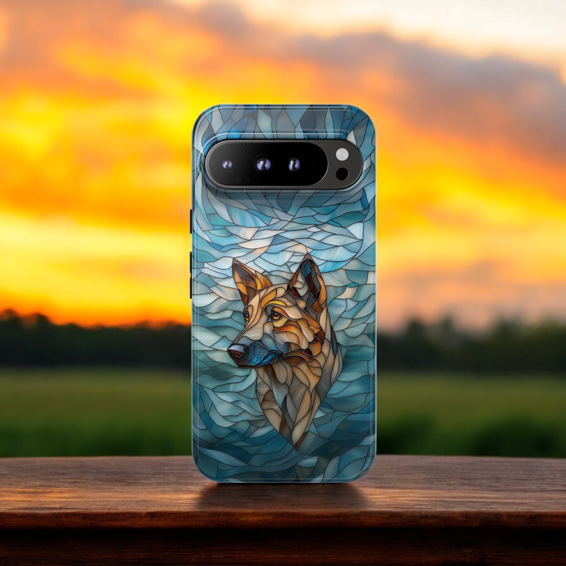 German Shepherd Stained Glass Phone Case -  German Shepherd Gifts - Tough Case For Google Pixel